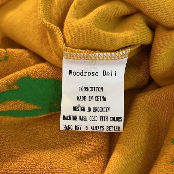 WOODROSE Deli vintage mustard oversized tee with raw edges & raglan sleeves SZ S - Picture 10 of 12